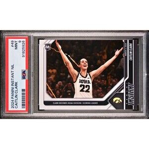 Caitlin Clark 2023-24 Panini #49 NCAA Scoring Leader Card 1 of 9378 PSA 9 Mint